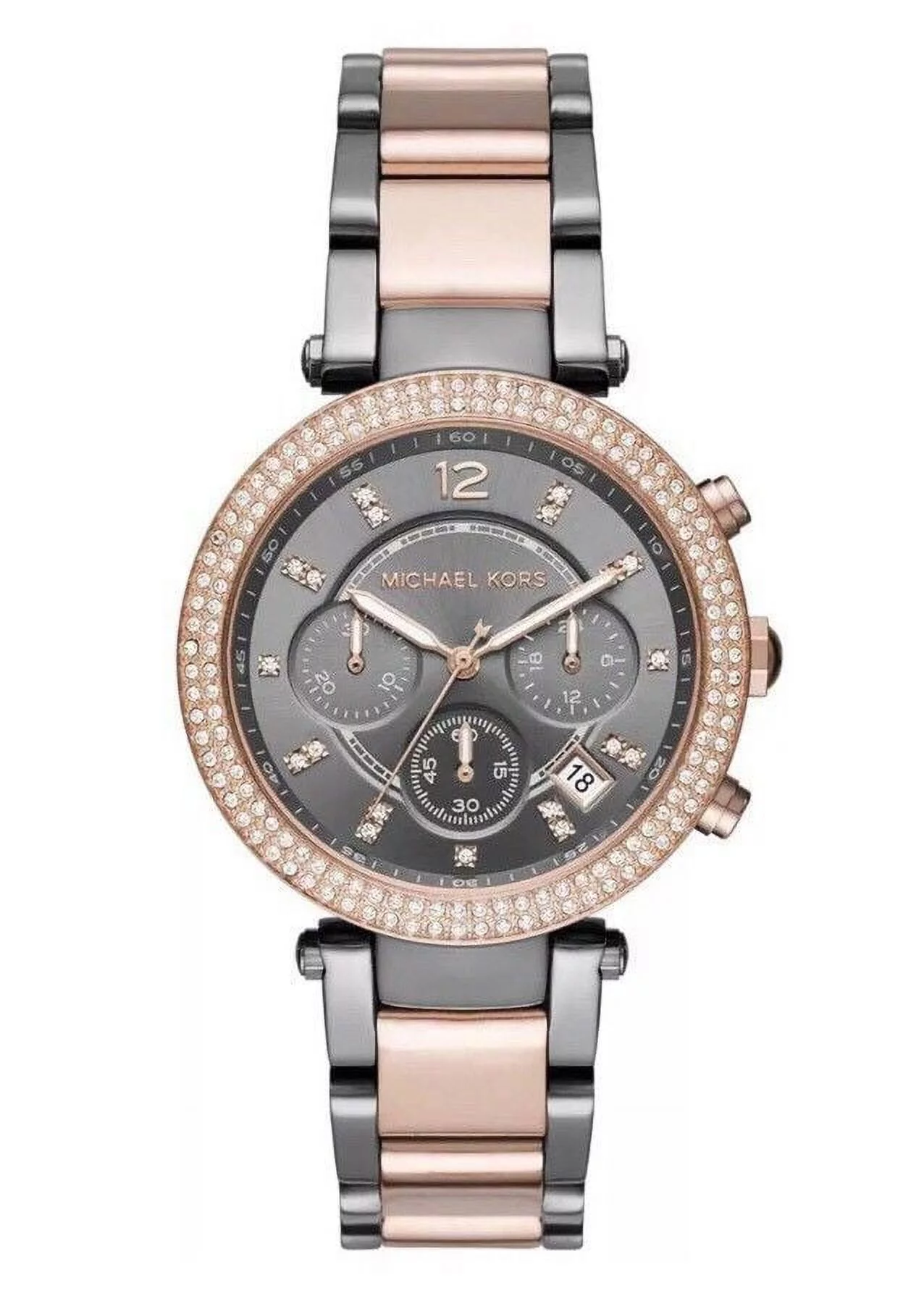 Michael Kors MK6440 Parker Gunmetal Rose Gold Glitz WOMEN’S Watch