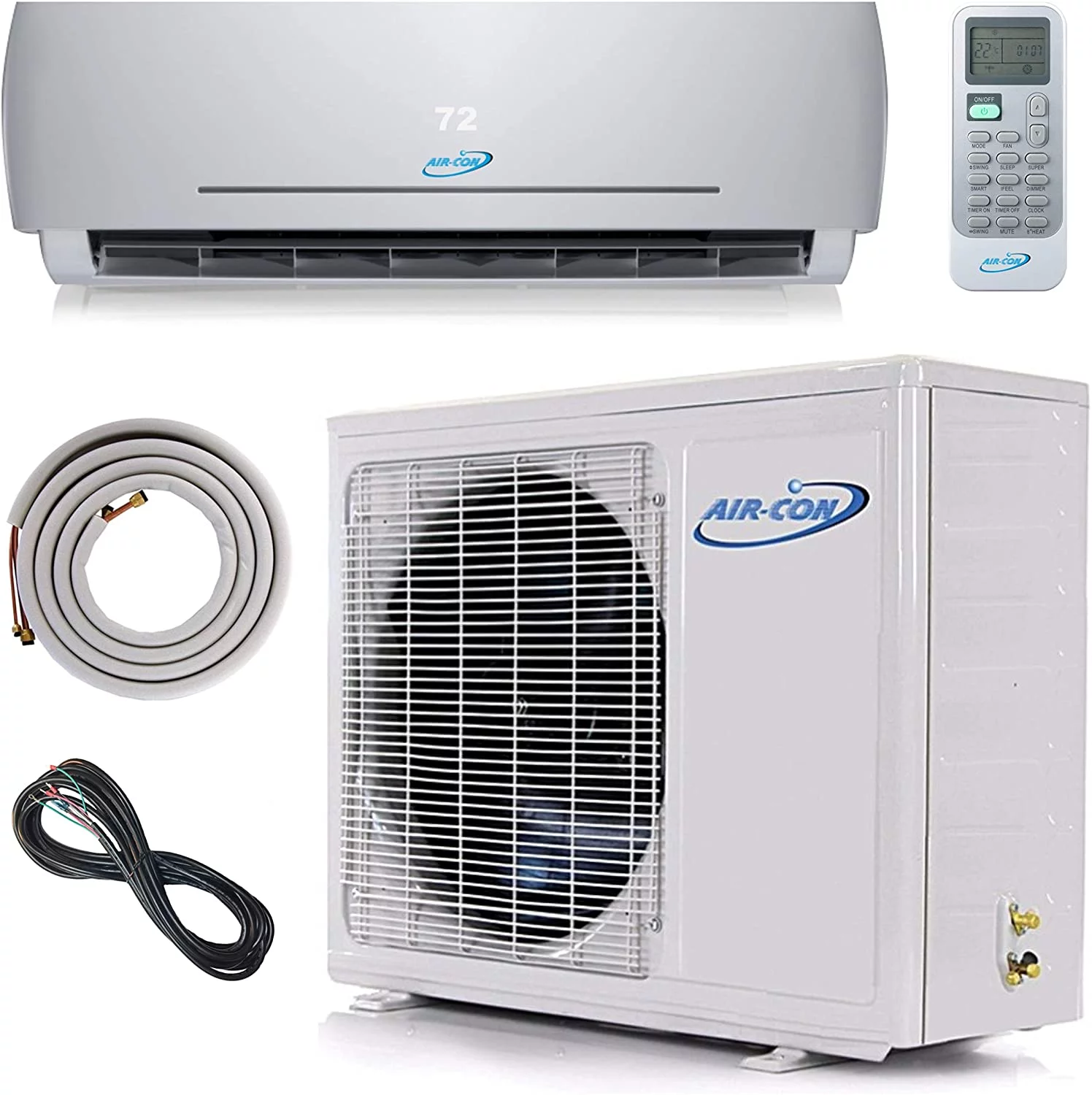 Air-Con Blue Series 3 12,000 BTU (1 Ton) 220V 21 SEER2 Ductless Mini Split Air Conditioner and Heat Pump with 15ft Installation Kit