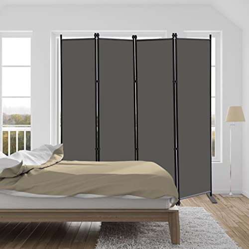 MAYOLIAH 6 Panel Folding Privacy Screen 9ft Wide, 6ft Tall Partition Room Divider Portable Office Walls Dividers, Black