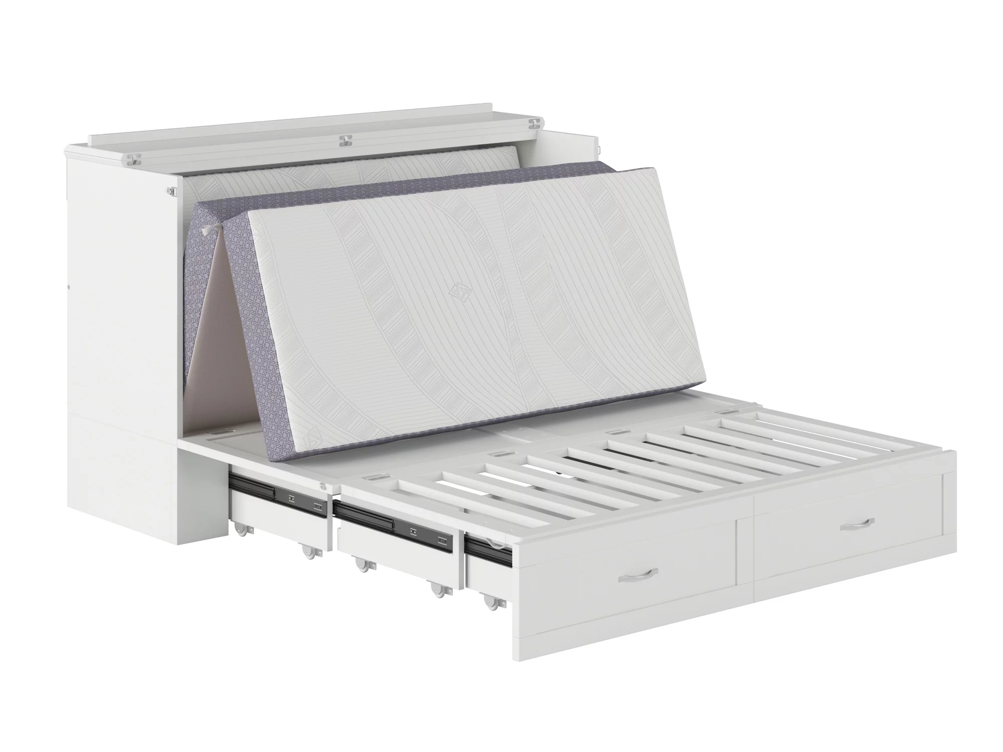 Hamilton Murphy Bed Chest Queen White with Charging Station