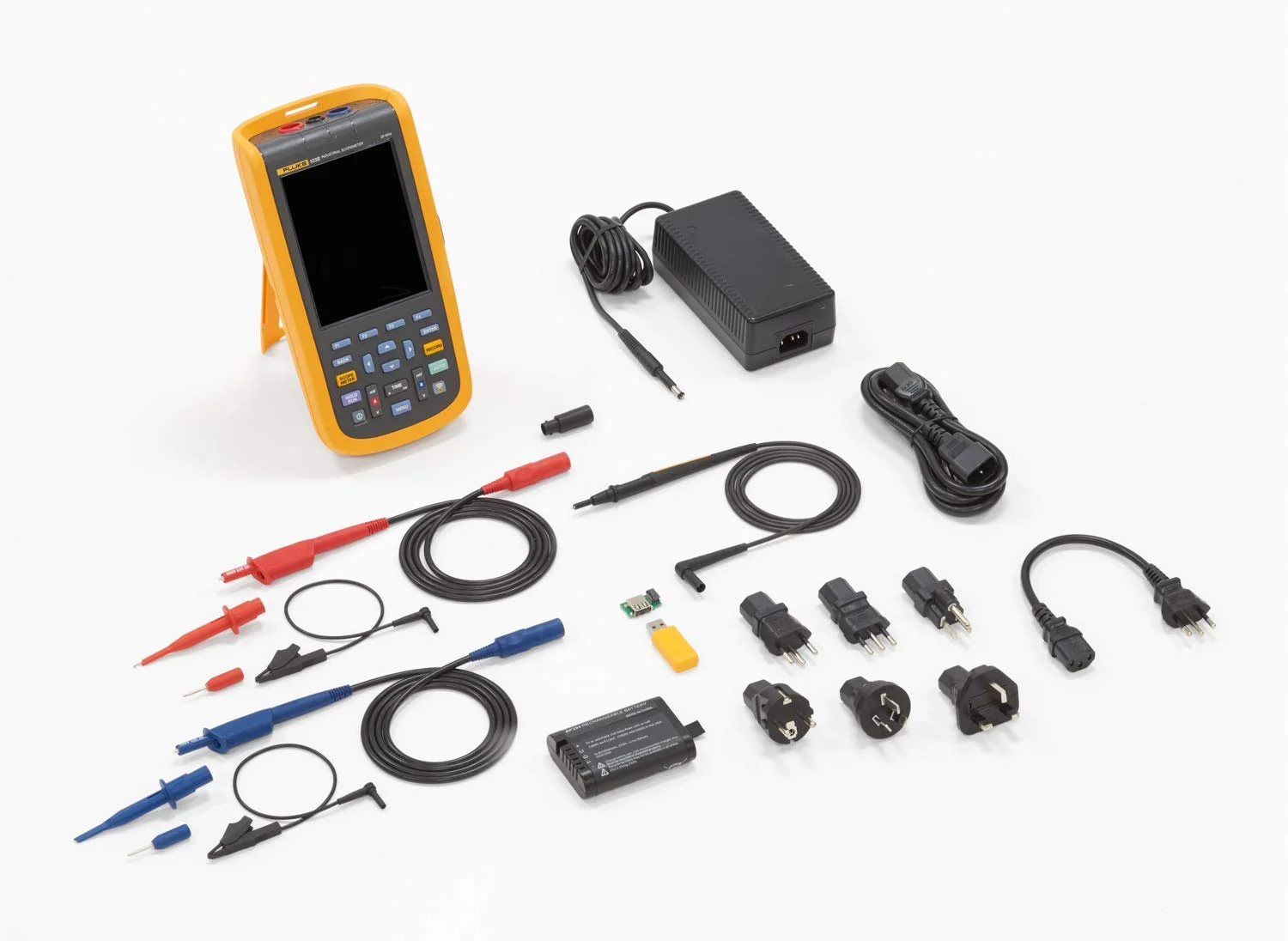 Fluke-125B/S 40 MHz 2 Ch, 40 MS/s Scopemeter, Hand-Held Oscilloscope with Bus Health and SCC Kit
