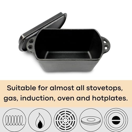 bangminda Cast Iron Bread Loaf Pan with Lid, Heavy Duty Bread Maker,Cast Iron Roaster,Sourdough Sandwich Loaf Oven Pan