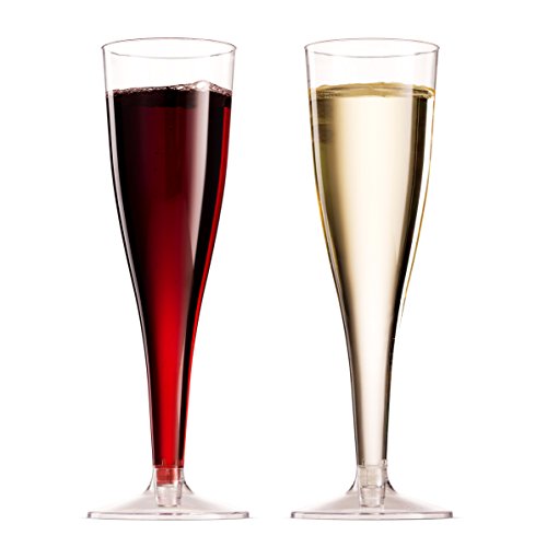 Munfix 50 Pack Gold Rimmed Plastic Champagne Flutes 5 Oz Clear Plastic Toasting Glasses Fancy Disposable Wedding Party Cocktail Cups with Gold Rim