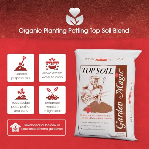 Garden Magic Potting Soil with Perlite for Lawns, Gardens, and Raised Planting Beds with Reed Sedge, Peat, and Sand, 40 Pounds (6 Pack)