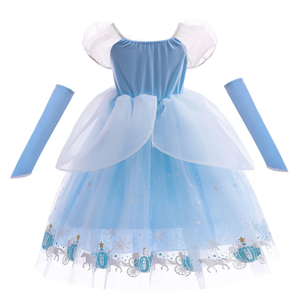 Girls Cinderella Costumes Halloween Princess Dress Up Fancy Birthday Party Ball Gown