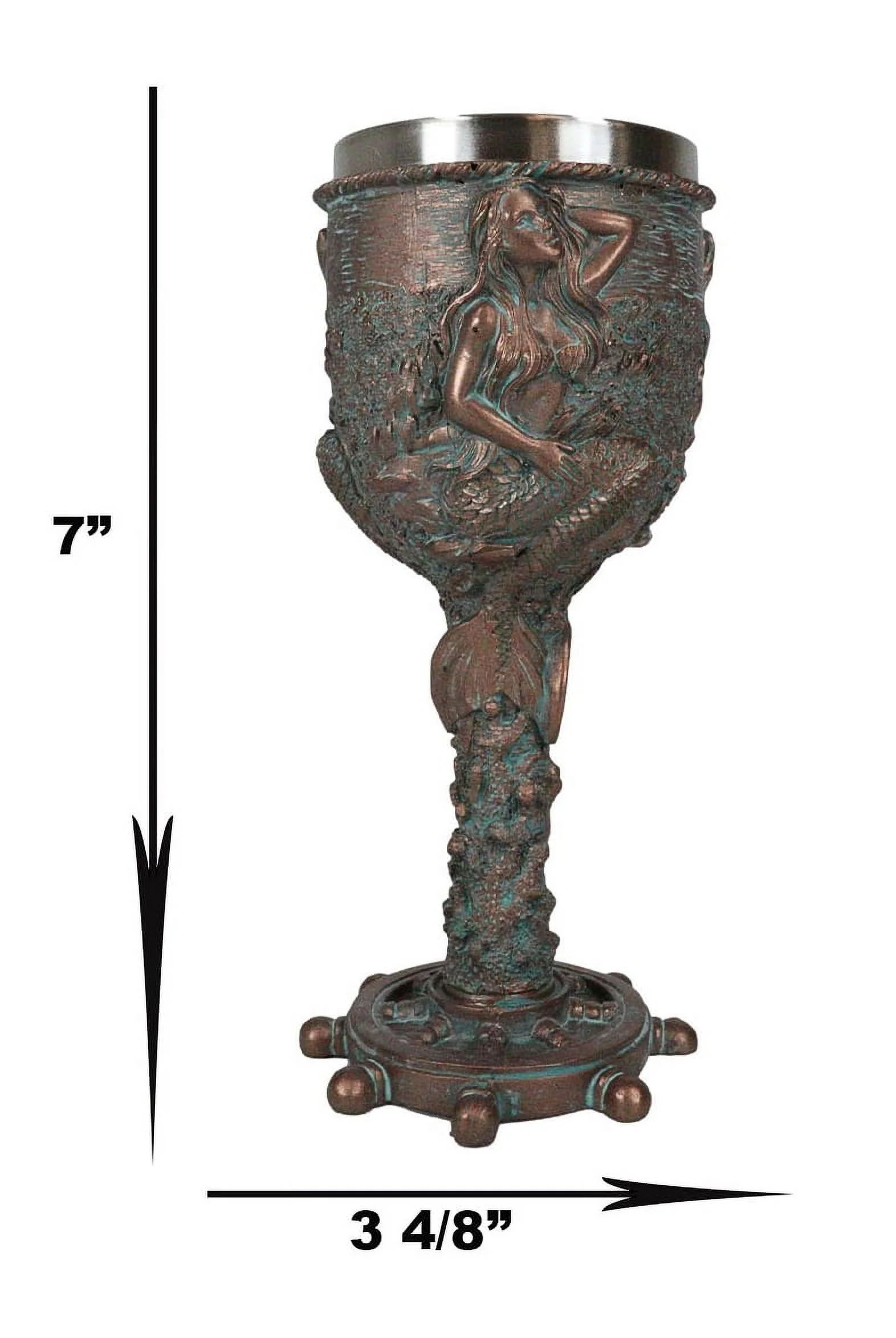 Ebros Nautical Sirens Of The Sea Rustic Mermaid Goblet 7.5