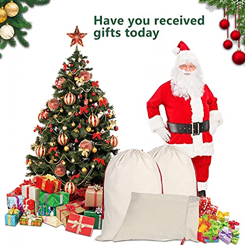 6 Pack Large Christmas Bag Santa Sacks Xmas Canvas Cotton Xmas Sack Stocking with Drawstrings (Pattern 7, 19.5 X 27.5)