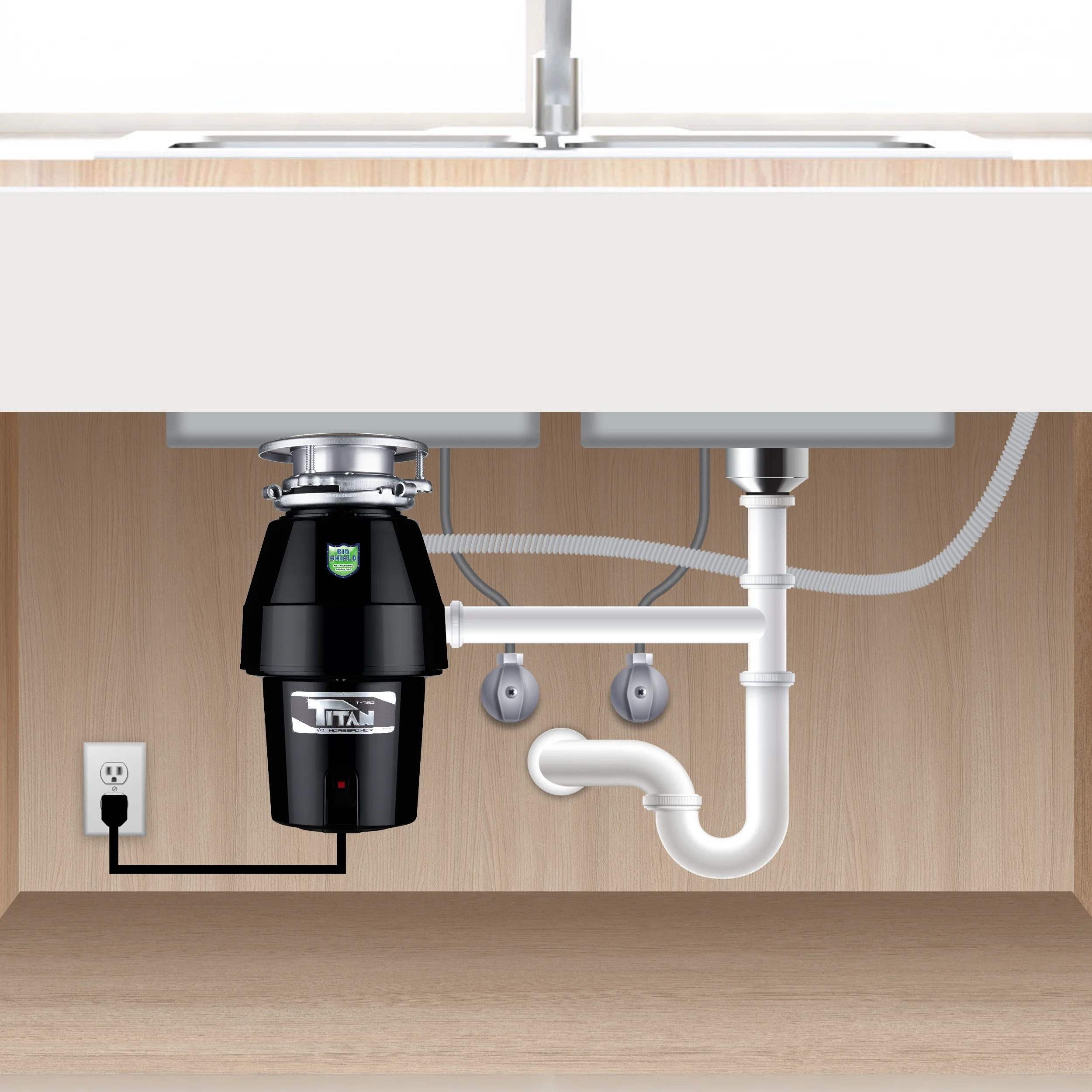 Titan 1/2 HP Mid Duty Garbage Disposal with Stainless Steel Sink Flange 10-US-TN-760-3B