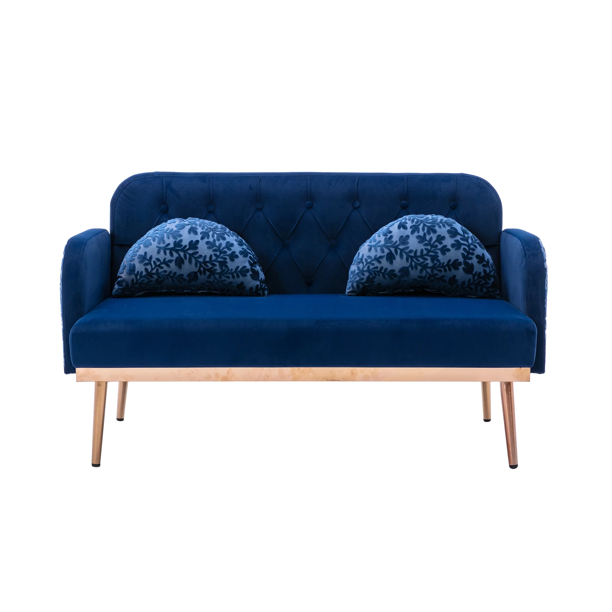 Velvet Accent Loveseat Sofa with Metal Feet