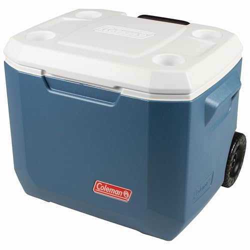 Coleman Xtreme 50qt Rolling Cooler with Wheels, Extra-Walled Insulation Keeps Ice up to 5 Days, Portable Wheeled Hard Chiller