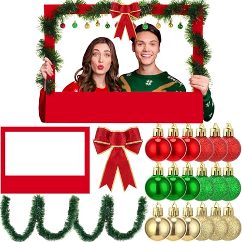 Jenaai 21 Pcs DIY Christmas Photo Booth Props Picture Frame 32