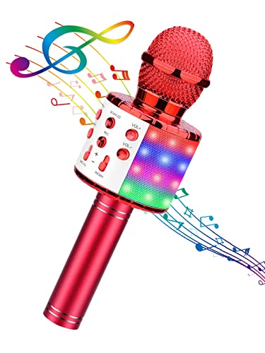BlueFire 4 in 1 Karaoke Wireless Microphone with LED Lights, Portable Microphone for Kids, Great Gifts Toys for Kids, Girls, Boys and Adults (Black)
