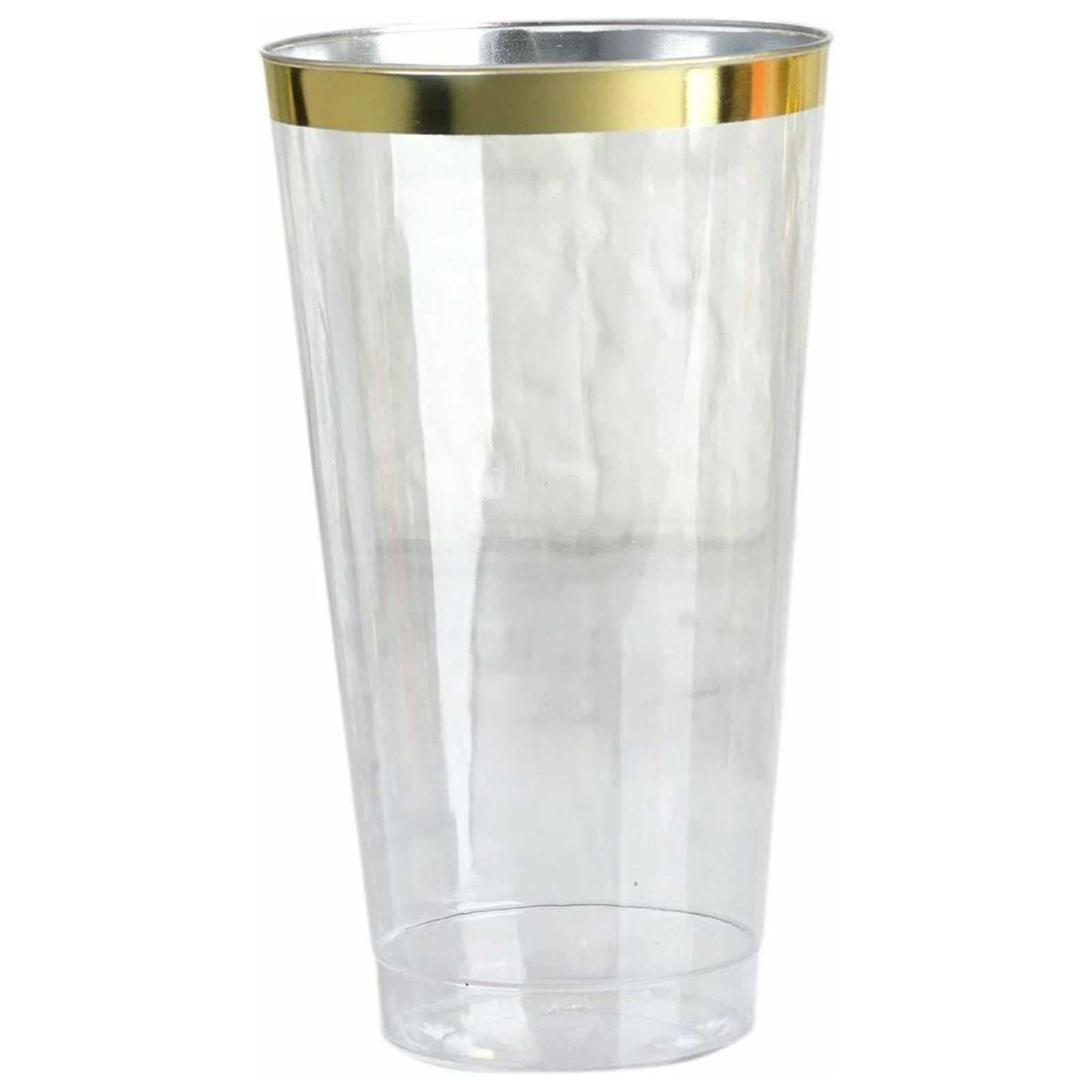 18 oz Clear with Gold Rim Plastic Cocktail Disposable Glasses TABLEWARE Party