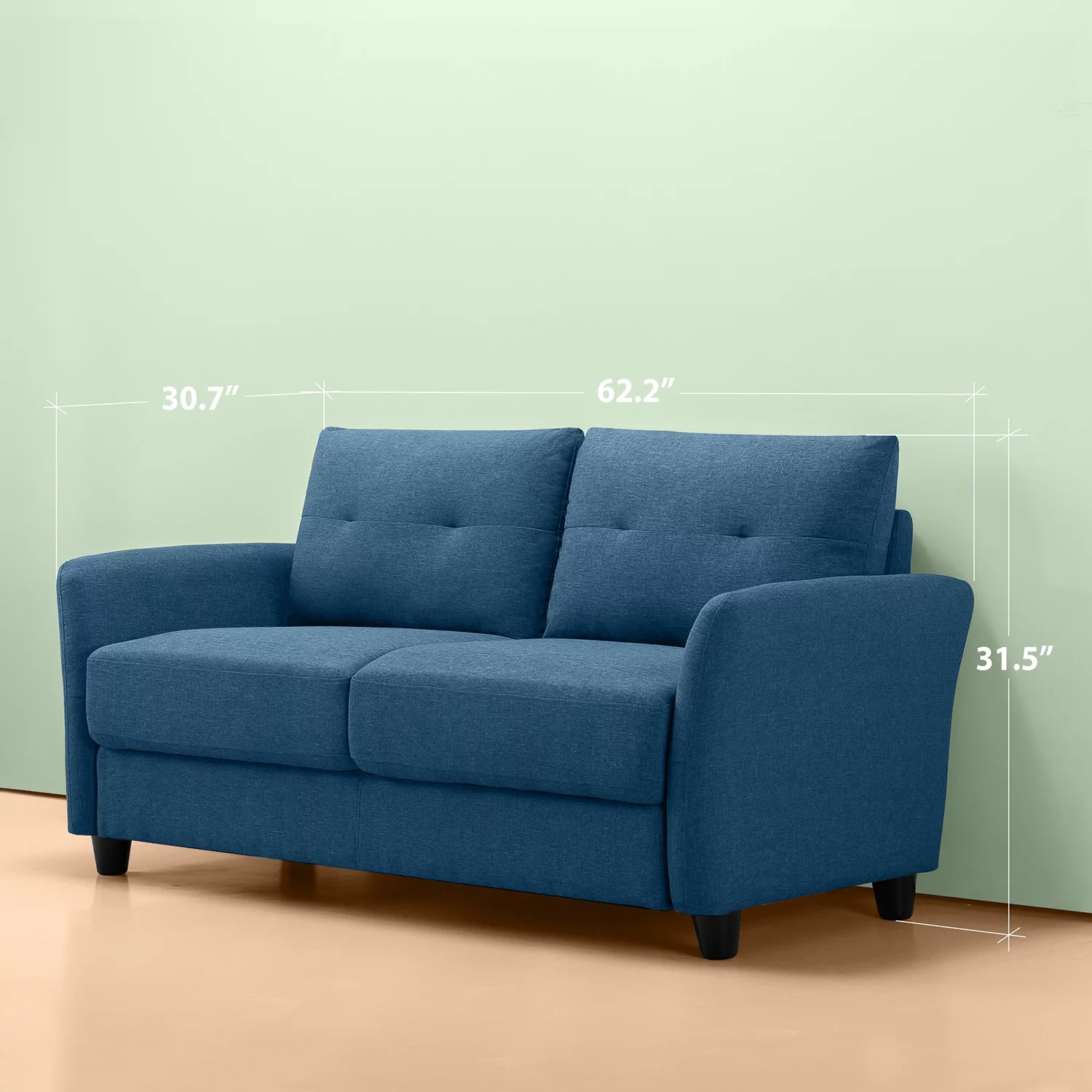 Zinus Ricardo 2-Seater Loveseat, Lyon Blue