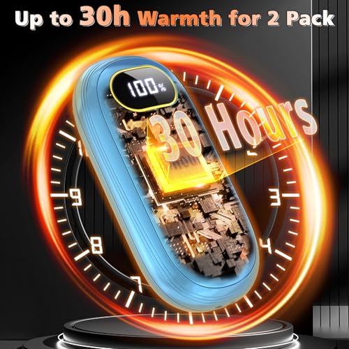 Hand Warmers Rechargeable - Electric Hand Warmers 2 Pack with Dual-Sided Heating for 15Hrs Warmth, LED Display & Flashlight, Hunting Essentials, Gifts for Christmas Man Women Raynauds Golf