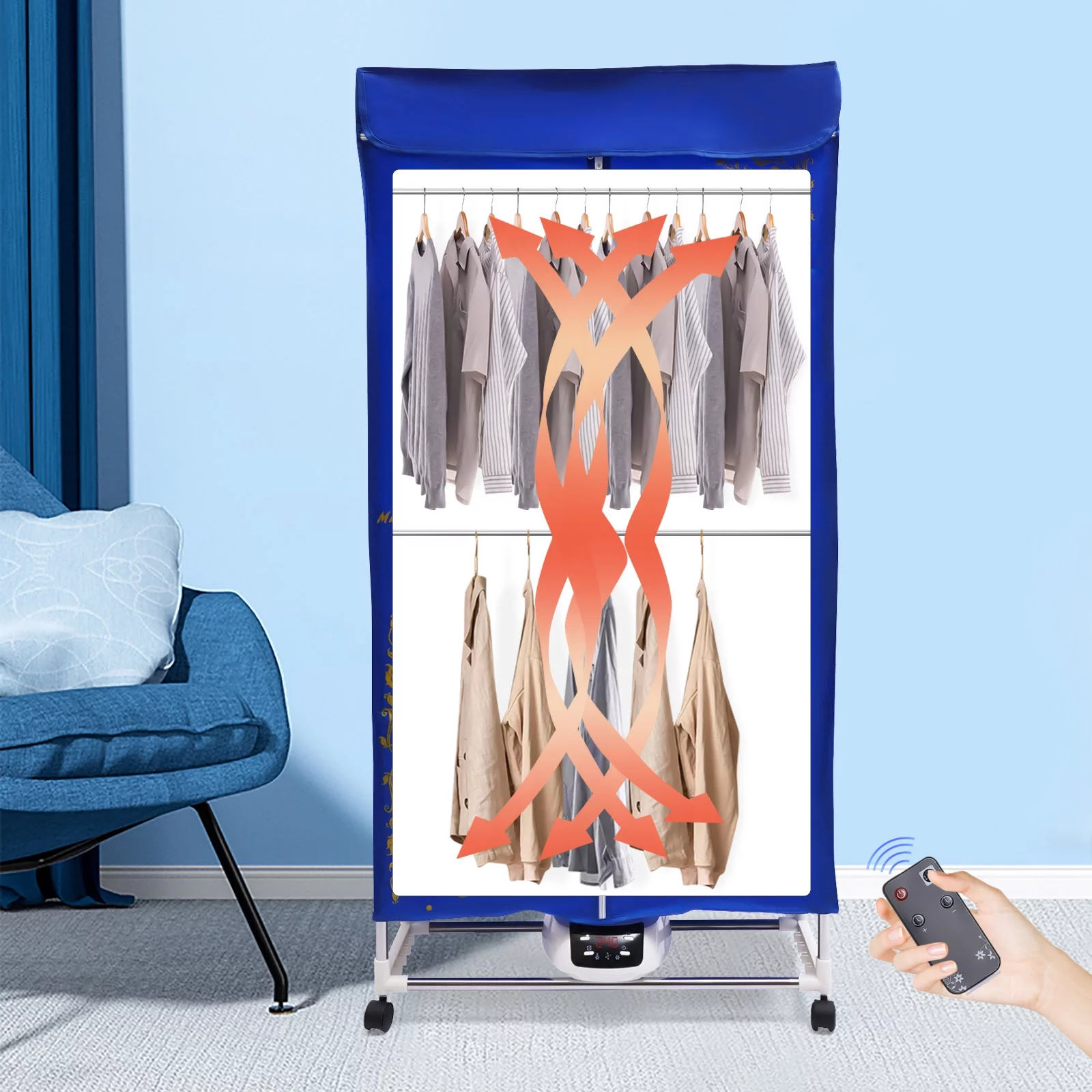 YIYIBYUS ClothesDryer FoldingRemoteControlDryer Electric Clothes Drying Machine for Apartments Home