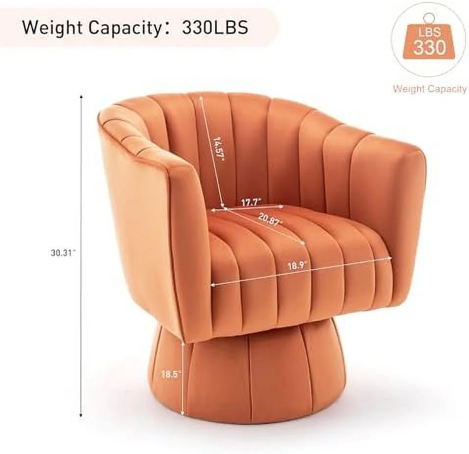 GEROBOOM °Swivel Mid-Century Chair  Barrel Chair with Thickened Seat Cushion  Velvet Fabric Accent Round Armchair  Small Space Couch Chair  Reading Chair for Living Room  Bedroom  Office