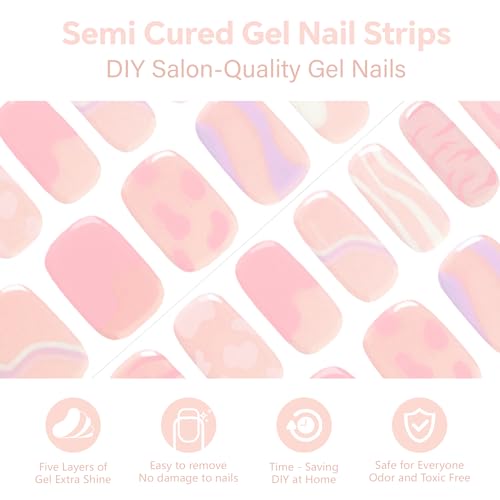 Semi Cured Gel Nail Strips-Easy Apply Christmas Gel Nail Stickers Holiday Semi Cured Manicure Strips with Sparkling Xmas Designs (Classic Yule)