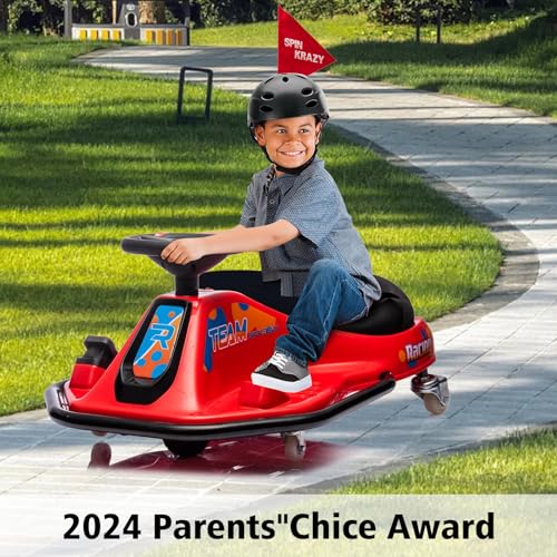 24V Electric Drifting Go Kart for Kids with High/Low Speed, 360 Degrees Rotating Ride On Drift Car, Ride On Drift Car Toys Vehicles, Crazy Cart for Kids 6-12 Years Old, Red