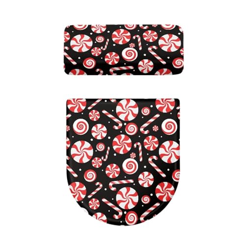 Christmas Bow Bell Toilet Tank Lid Cover and Toilet Seat Lid Cover 2 Pcs Set Toilets Covers with Elastic Cloth Fits Most Toilets Tanks & Lids