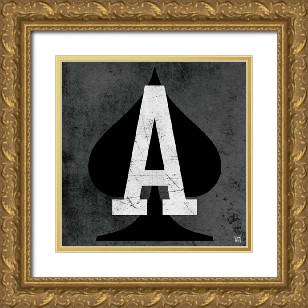 Perrenoud, Aubree 20x20 Gold Ornate Wood Framed with Double Matting Museum Art Print Titled - Ace of Spades Gray
