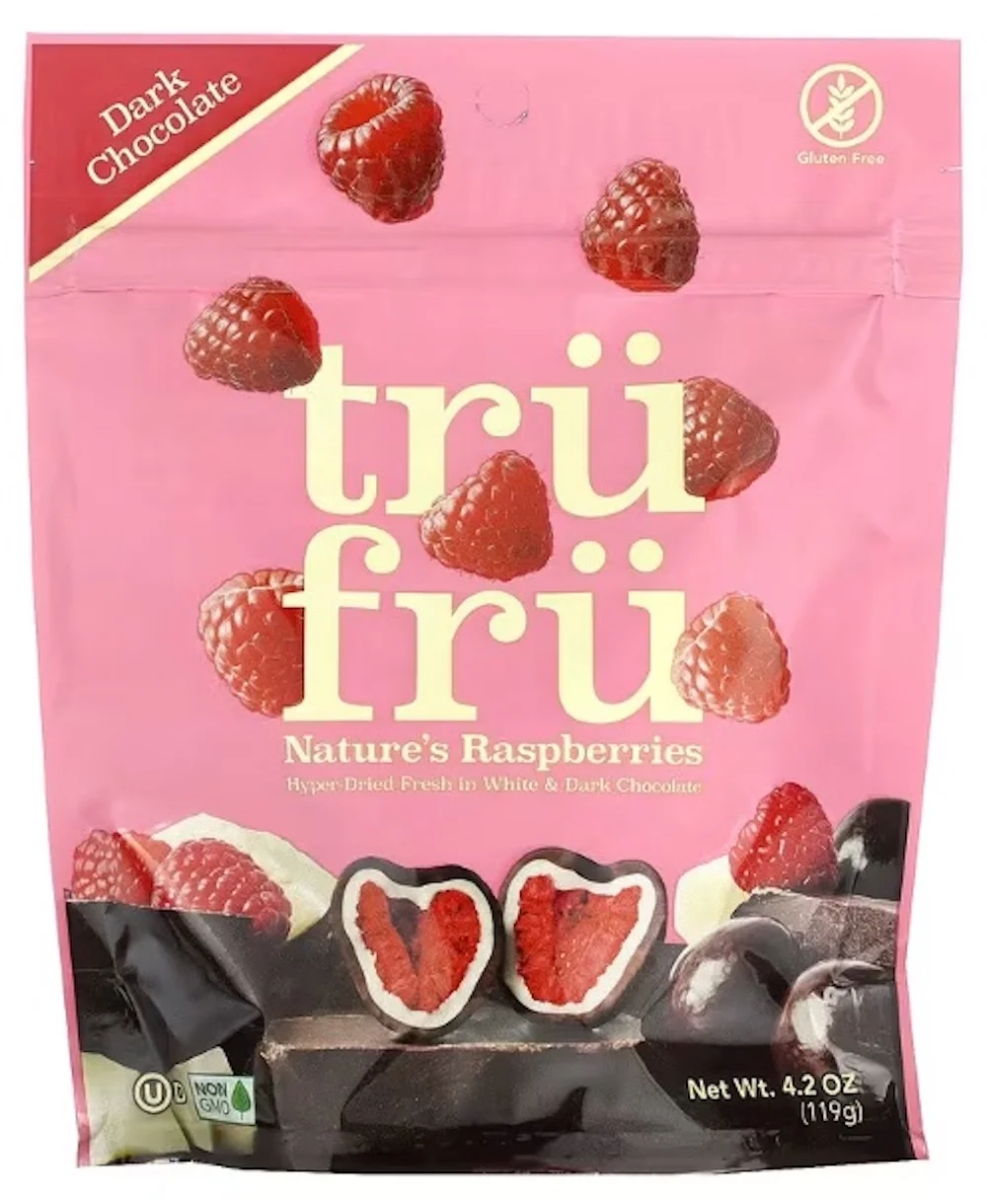 Tru Fru Dark Chocolate Dipped Freeze-Dried Real Raspberries, 4.2oz (Pack of 10)