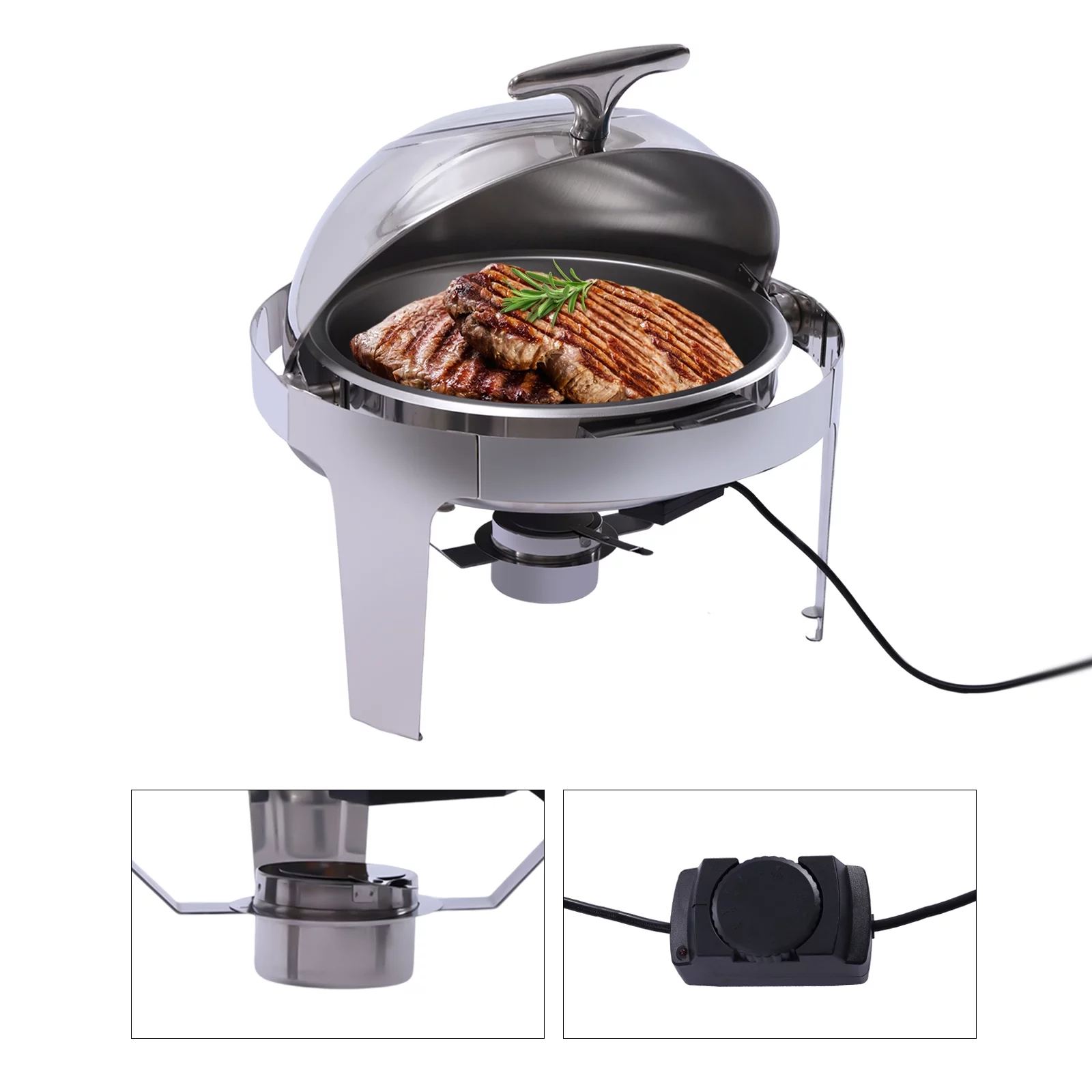 Fichiouy 110V Professional Electric Buffet Food Servers and Warmers Chaffing Server for Catering