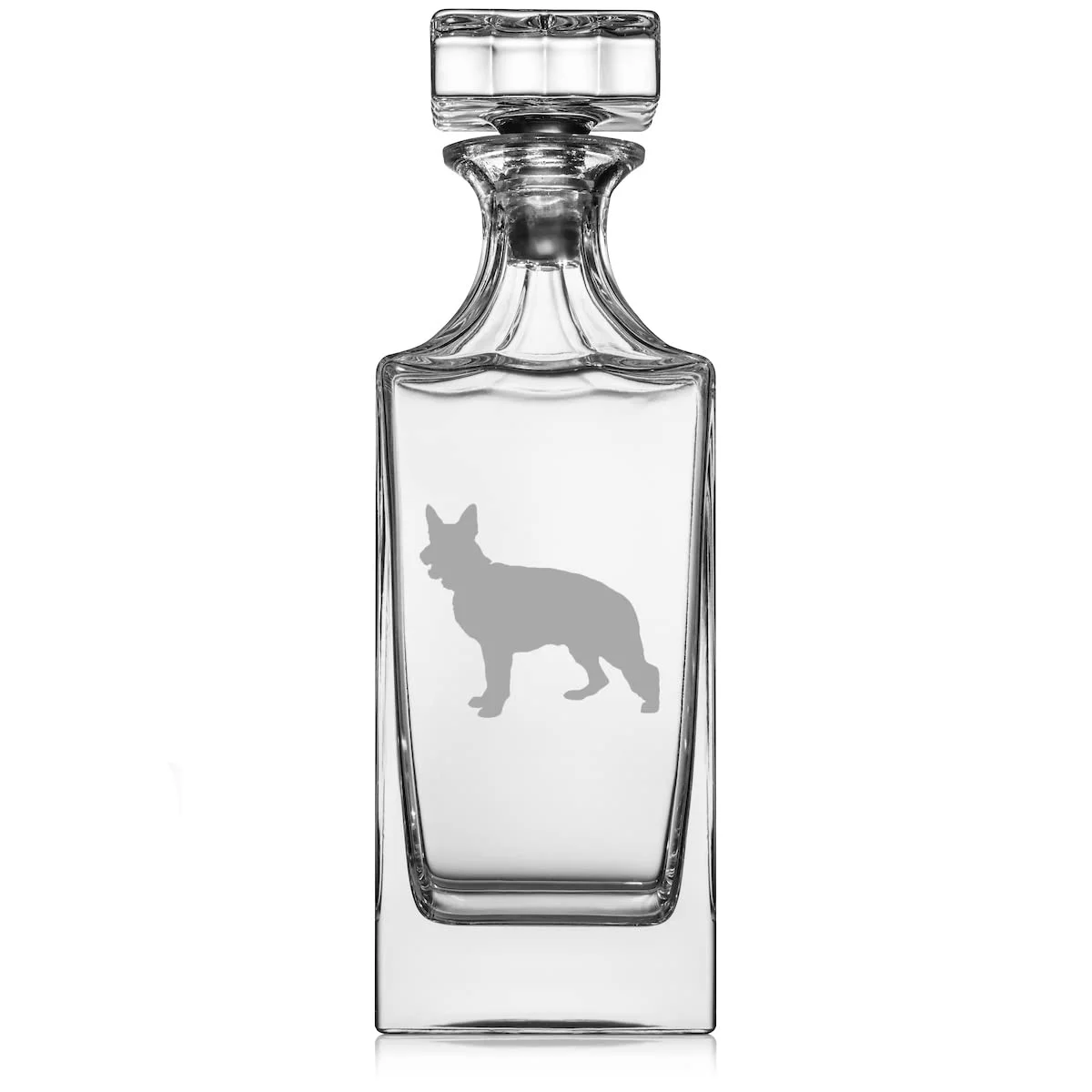 30 oz Glass Whiskey Decanter with Glass Stopper Gift German Shepherd