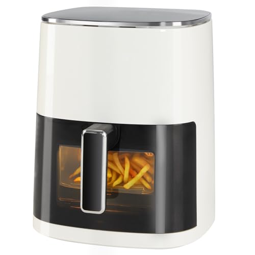 OLIXIS Air Fryer 6 Quart with Window Square Air Fryer 12-in-1 Air Fry, Roast, Reheat, Dehydrate, Bake, Steam, Fries, Custard, Chicken, Wings, Sea Food, Vegetabels,400F Grey