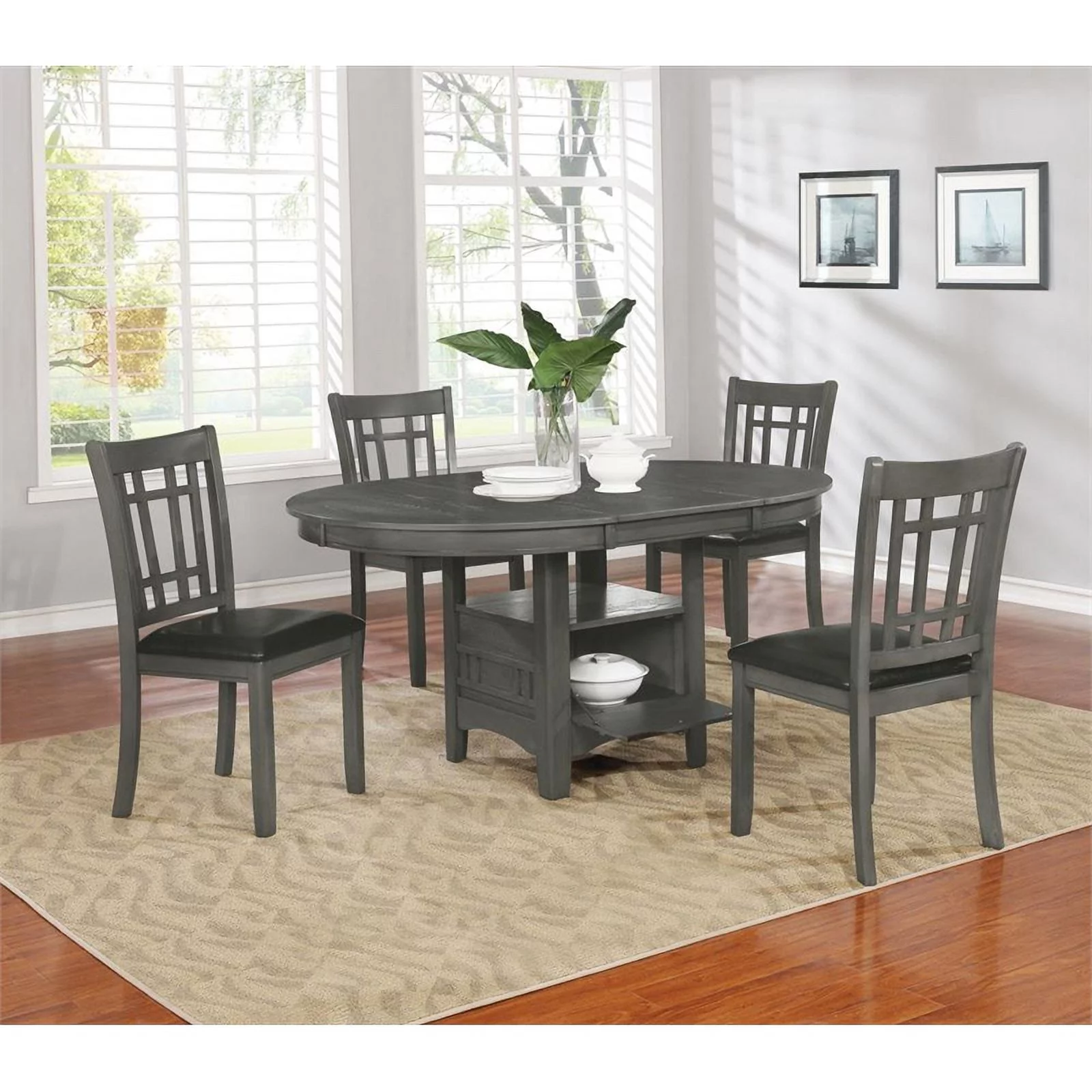 Coaster Lavon 5-piece Transitional Wood Dining Set in Medium Gray and Black