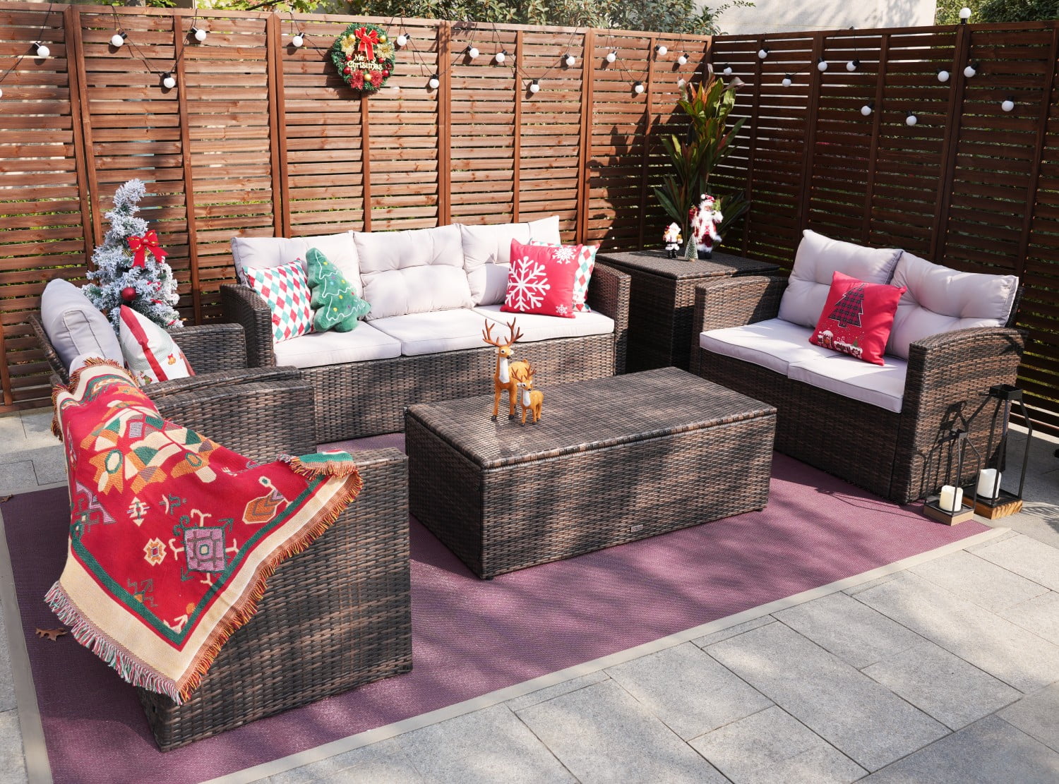 Direct Wicker 6-Piece Outdoor Patio Furniture Set Wicker Sectional Sofa Set with Cushions, Brown