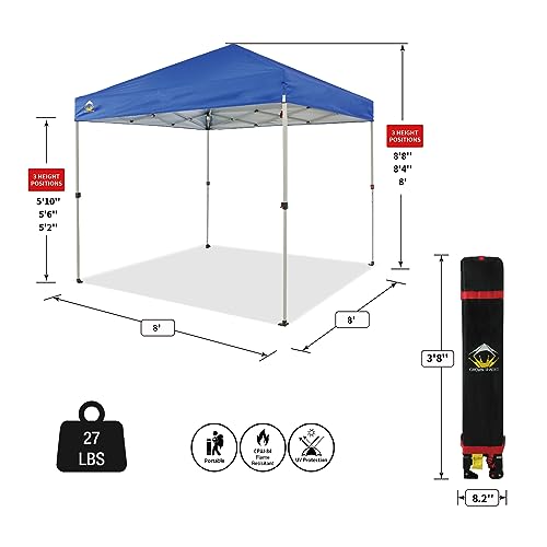 CROWN SHADES 10x10 Pop Up Canopy - Beach Tent with One Push Setup - Easy Outdoor Sun Shade for Events, Parties, Camping - Gazebo with STO-N-Go Cover Bag, Silver Coated Top, White