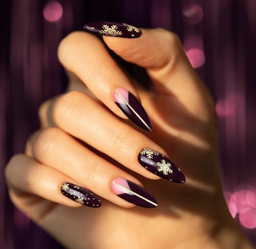 Semi Cured Gel Nail Strips-Easy Apply Christmas Gel Nail Stickers Holiday Semi Cured Manicure Strips with Sparkling Xmas Designs (Classic Yule)