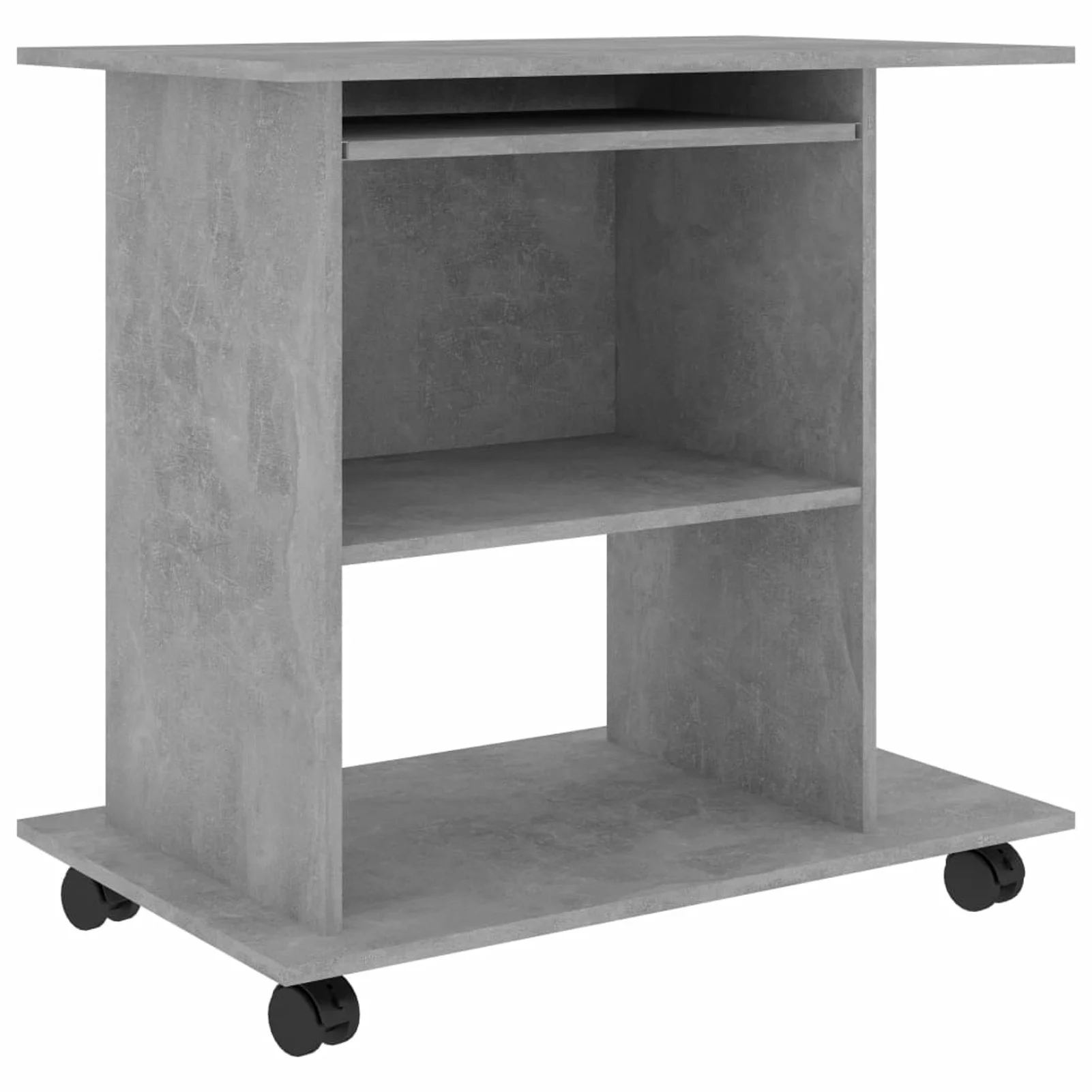 Anself Computer Desk with Keyboard Tray and CPU Tower Writing Table Engineered Wood Wheeled Workstation Concrete Gray Home Office Furniture 31.5 x 19.7 x 29.5 Inches (W x D x H)