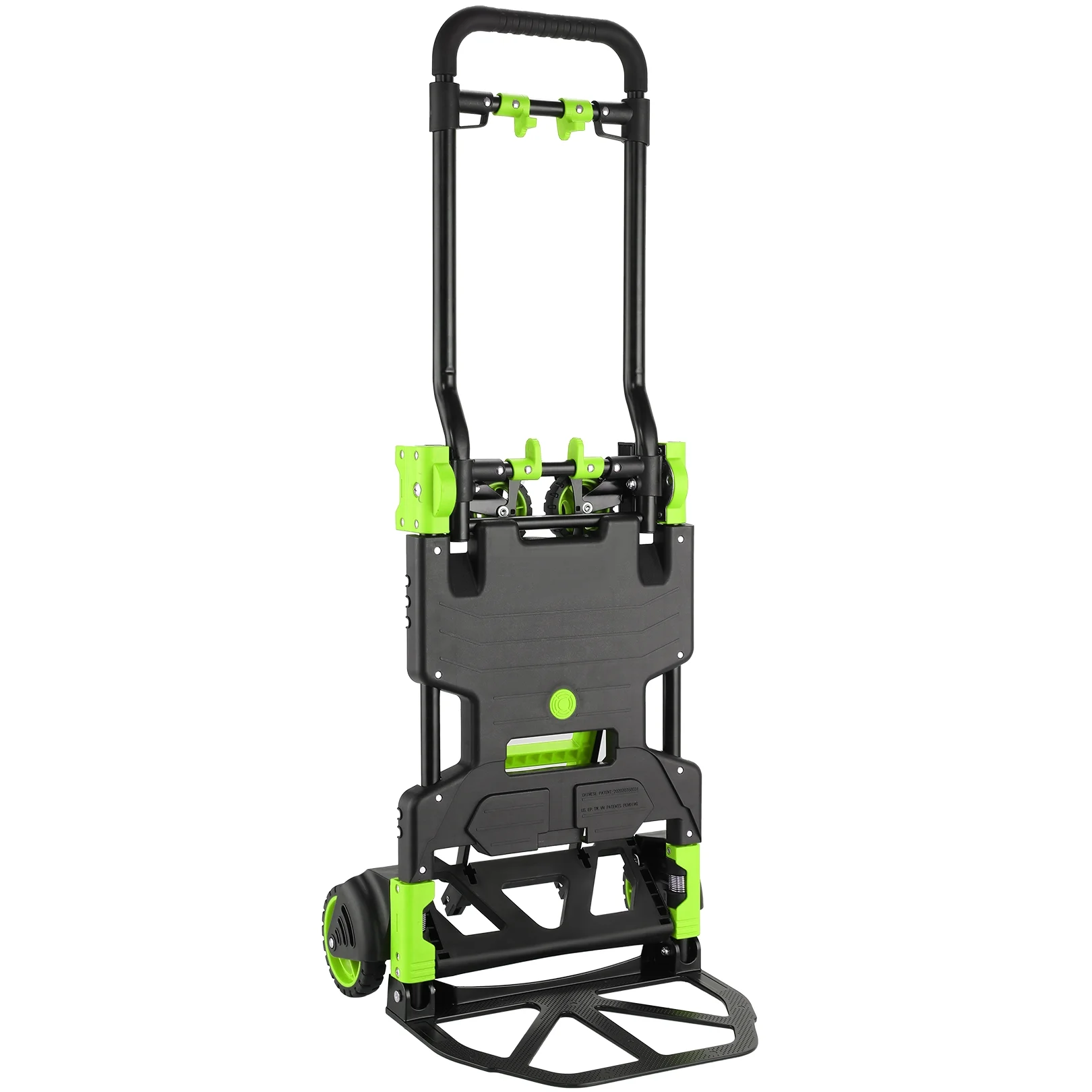 Qhomic 330 lb Folding Hand Truck, Portable Cart Combining Four and Two Wheels, Multi-Purpose Folding Dolly Cart with Retractable Handle for Home Improvement Kitchen Grocery Cart, Green