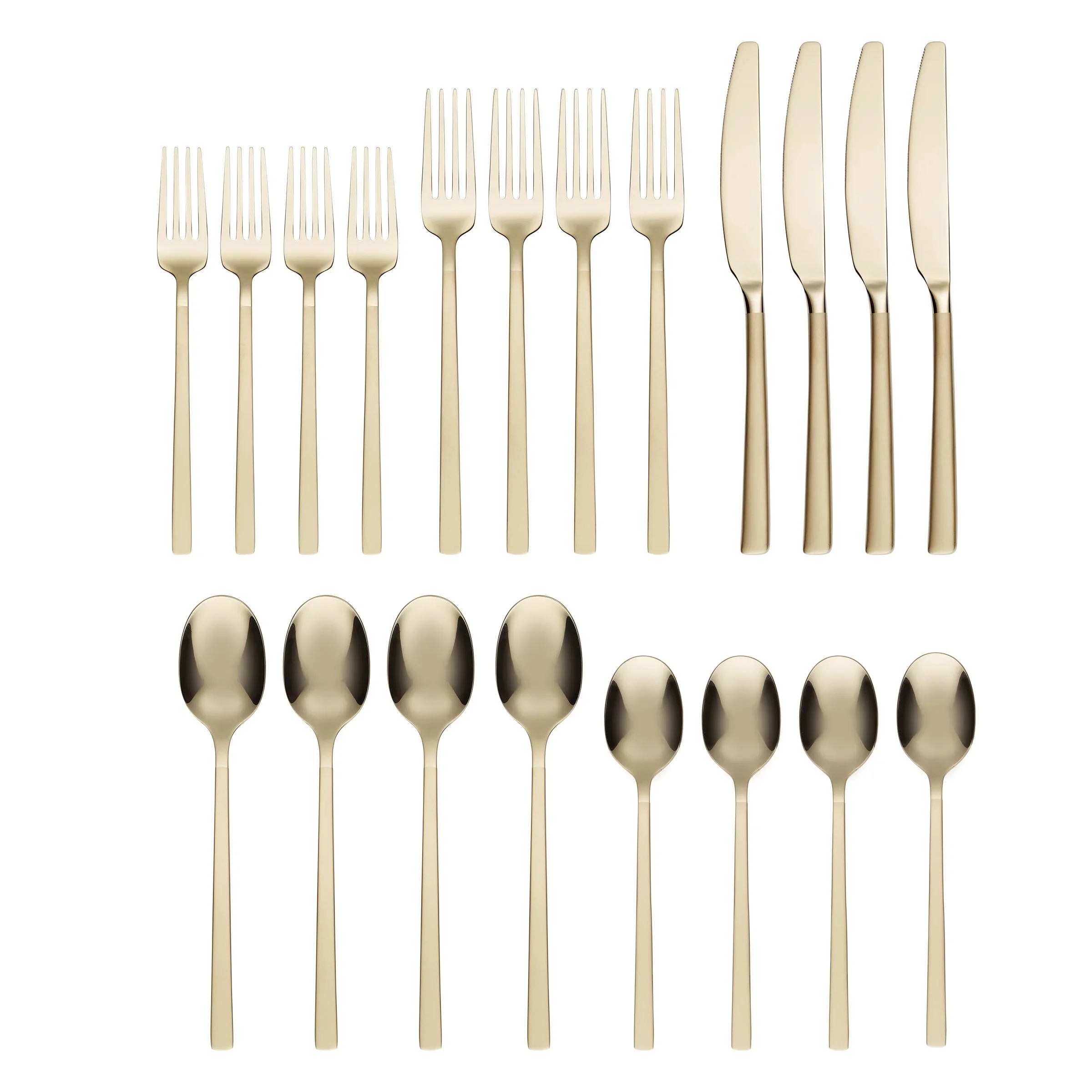 Cambridge Silversmiths Beacon Champagne Sand Mirror 20-Piece Flatware Set, Service for 4