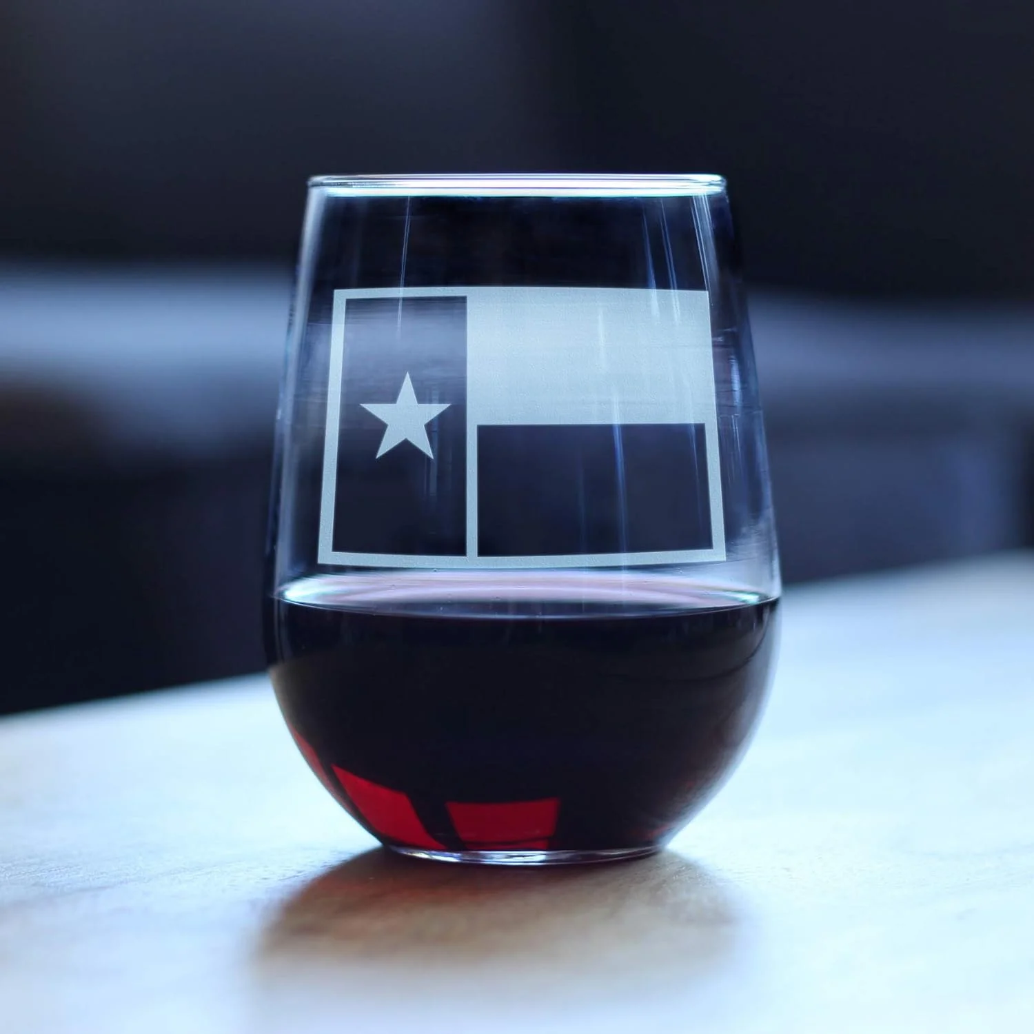 exas Flag – Cue Funny Semless Wine Glass, Large 17 Ounces, Eched Sayings, Gif Box
