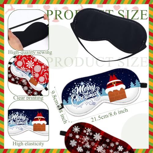 50 Pcs Christmas Eye Masks Bulk Sleep Blindfold for Women Christmas Sleepover Party Favors Snowman Santa Claus Penguin Mask for Xmas Gifts