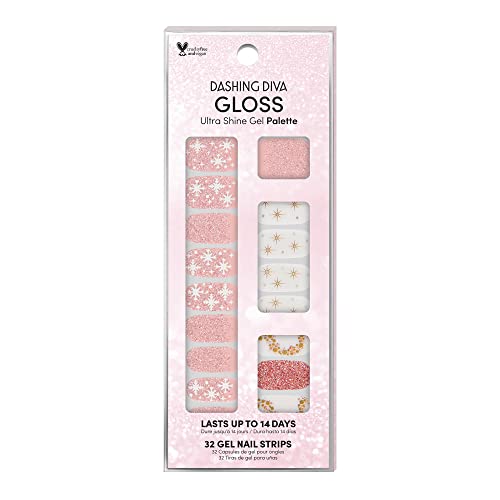 Dashing Diva Gloss Nail Strips - Santa Baby | UV Free, Chip Resistant, Long Lasting Gel Nail Stickers | Contains 32 Nail Wraps, 1 Prep Pad, 1 Nail File
