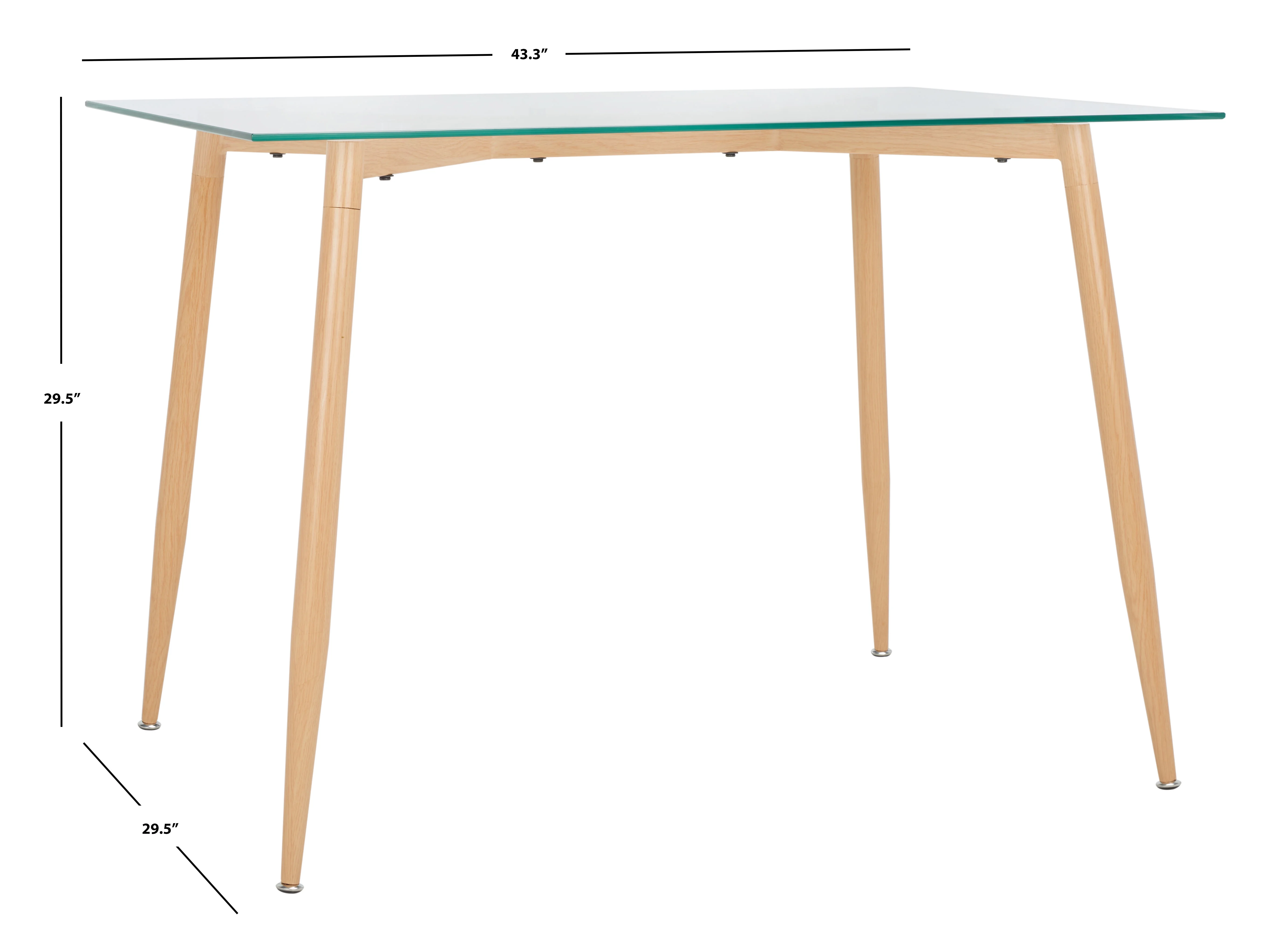 SAFAVIEH Averill Scandinavian Glass Dining Table, Clear (43.3 in. W x 29.5 in. D x 29.5 in. H)