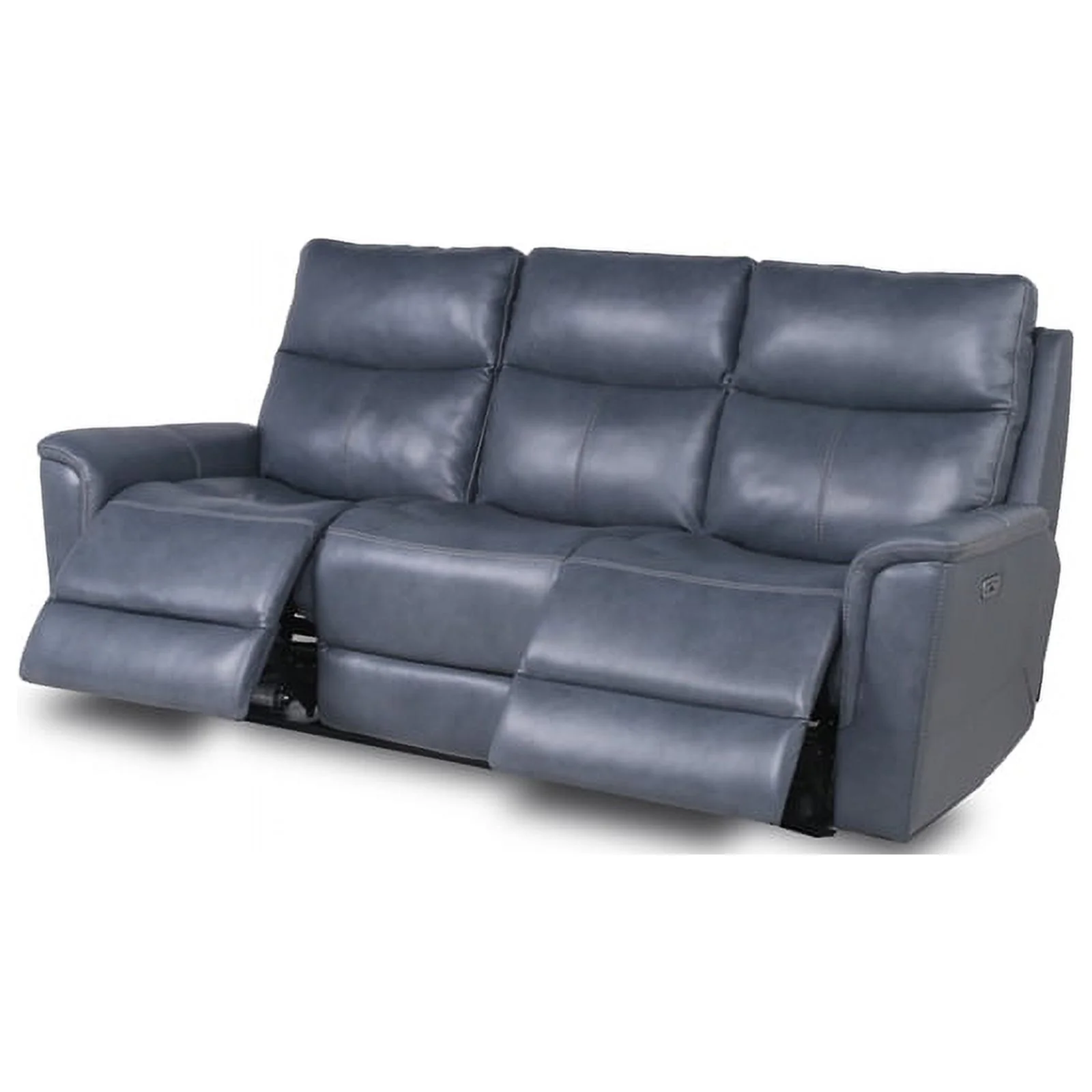 Drake Power Motion Sofa & Power Head Rest In Blue Grey Leather