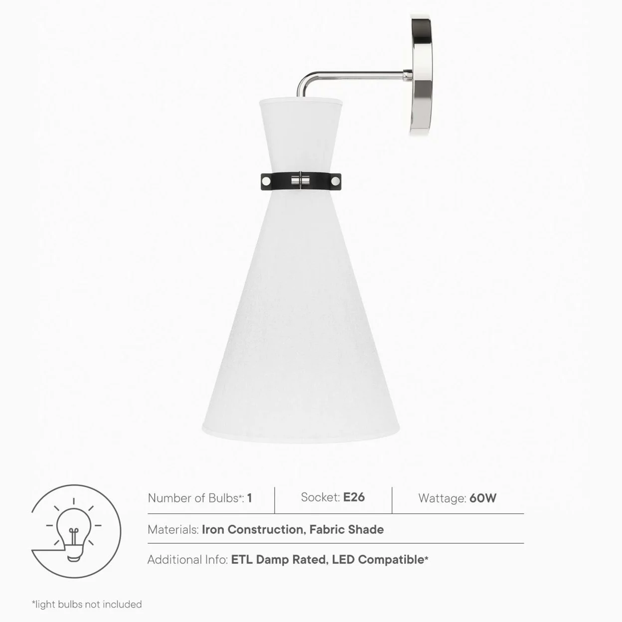 Starlight 1-Light Wall Sconce White Polished Nickel