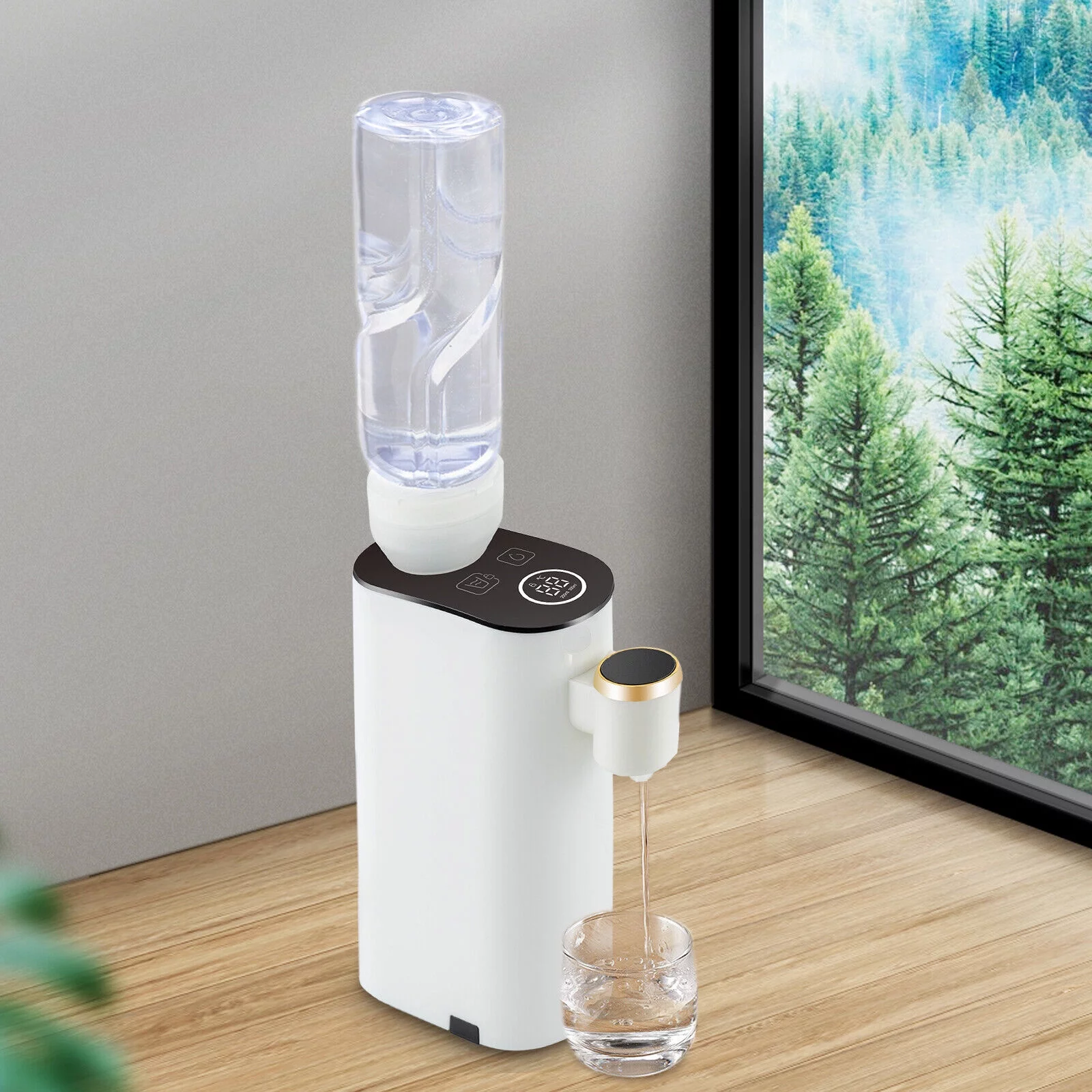 Miumaeov Countertop Instant Hot Water Dispenser Electric Mineral/Bottled Water Dispenser 0.21/0.32QT Top Loading Water Cooler Drinking Machine