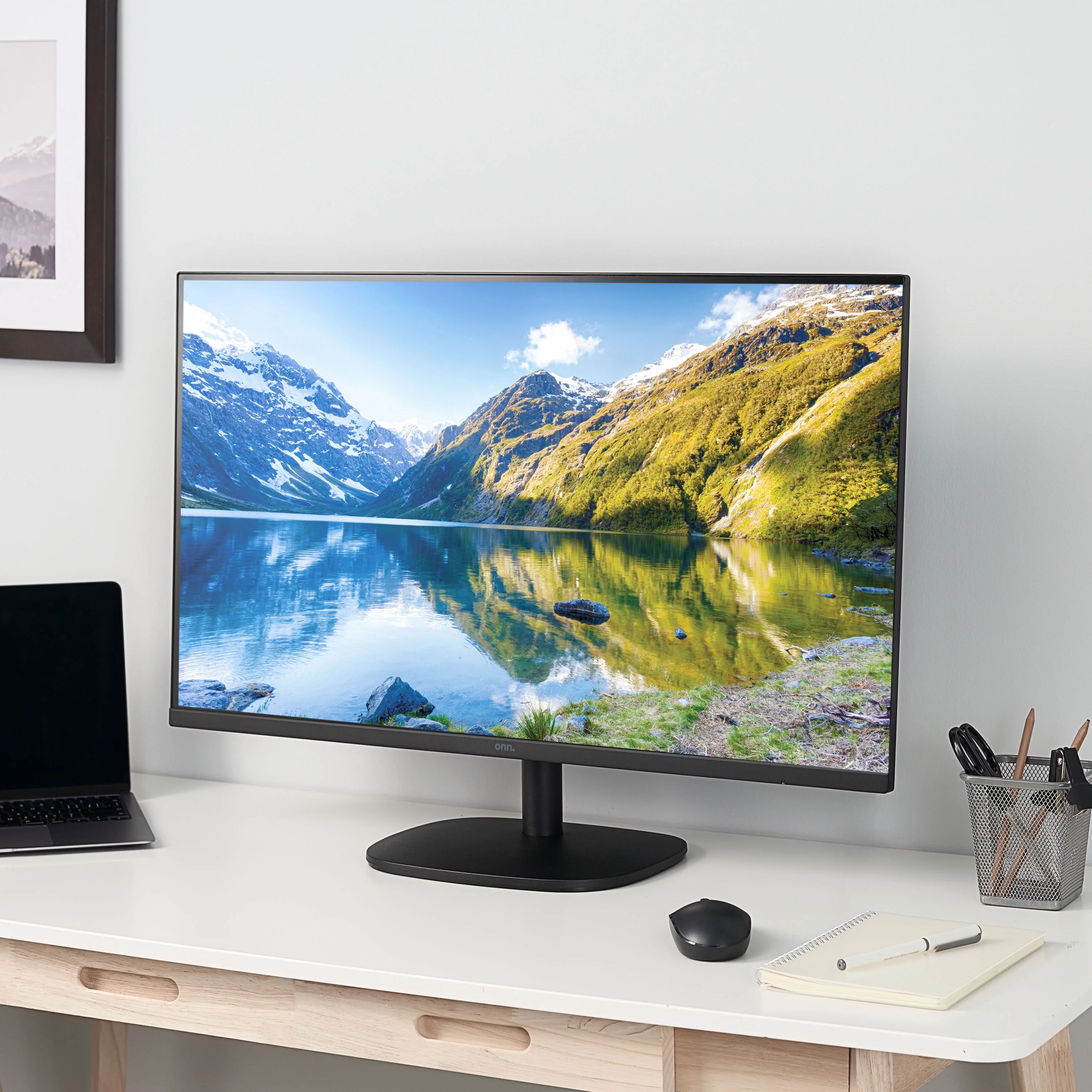 onn. 32" FHD (1920 x 1080p) 75hz Bezel-Less Office Monitor with 6 ft HDMI Cable, Black