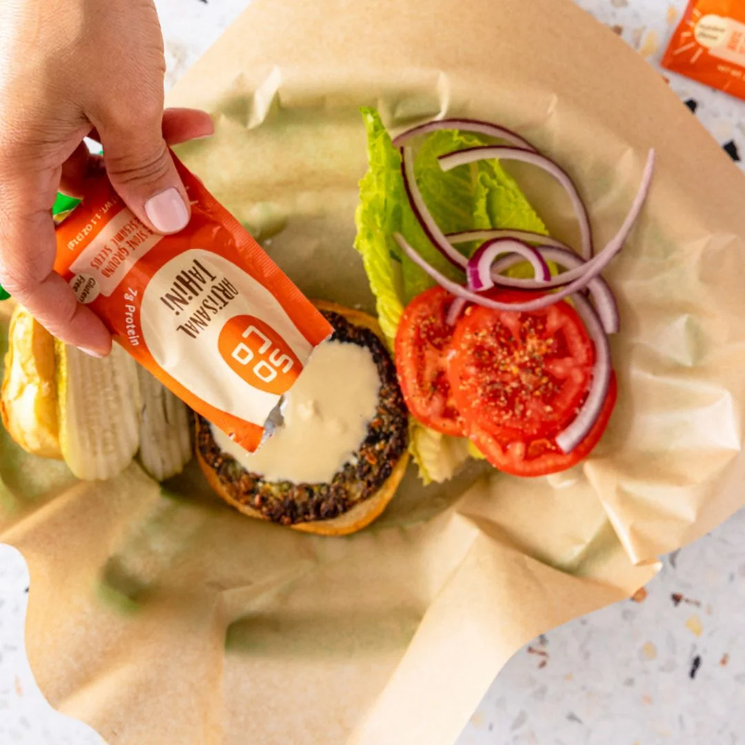 SoCo 2 x Artisanal Tahini Jars each of (380 Grams ) with combo 2 x Artisanal Tahini Squeeze Packs each (Box of 10) Gluten-Free, Sugar-Free