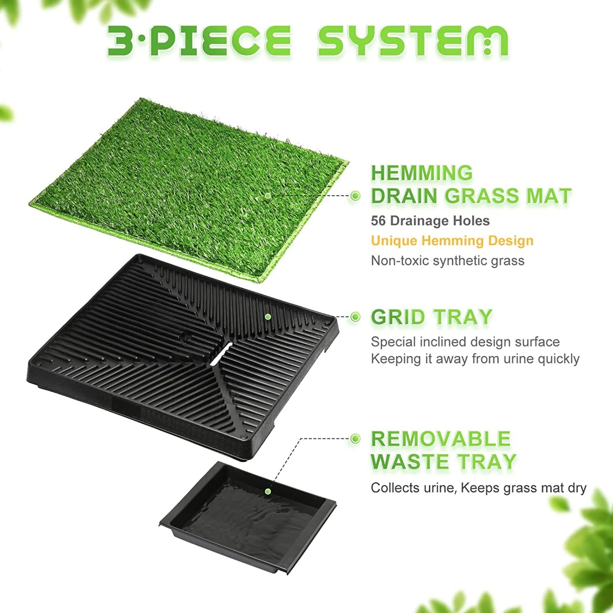 Hompet Dog Toilet Indoor Puppy Training Pad, Dog Potty Pet Training Grass Mat, Removable Waste Tray for Easier Clean Up, Artificial Turf, 25''x20''