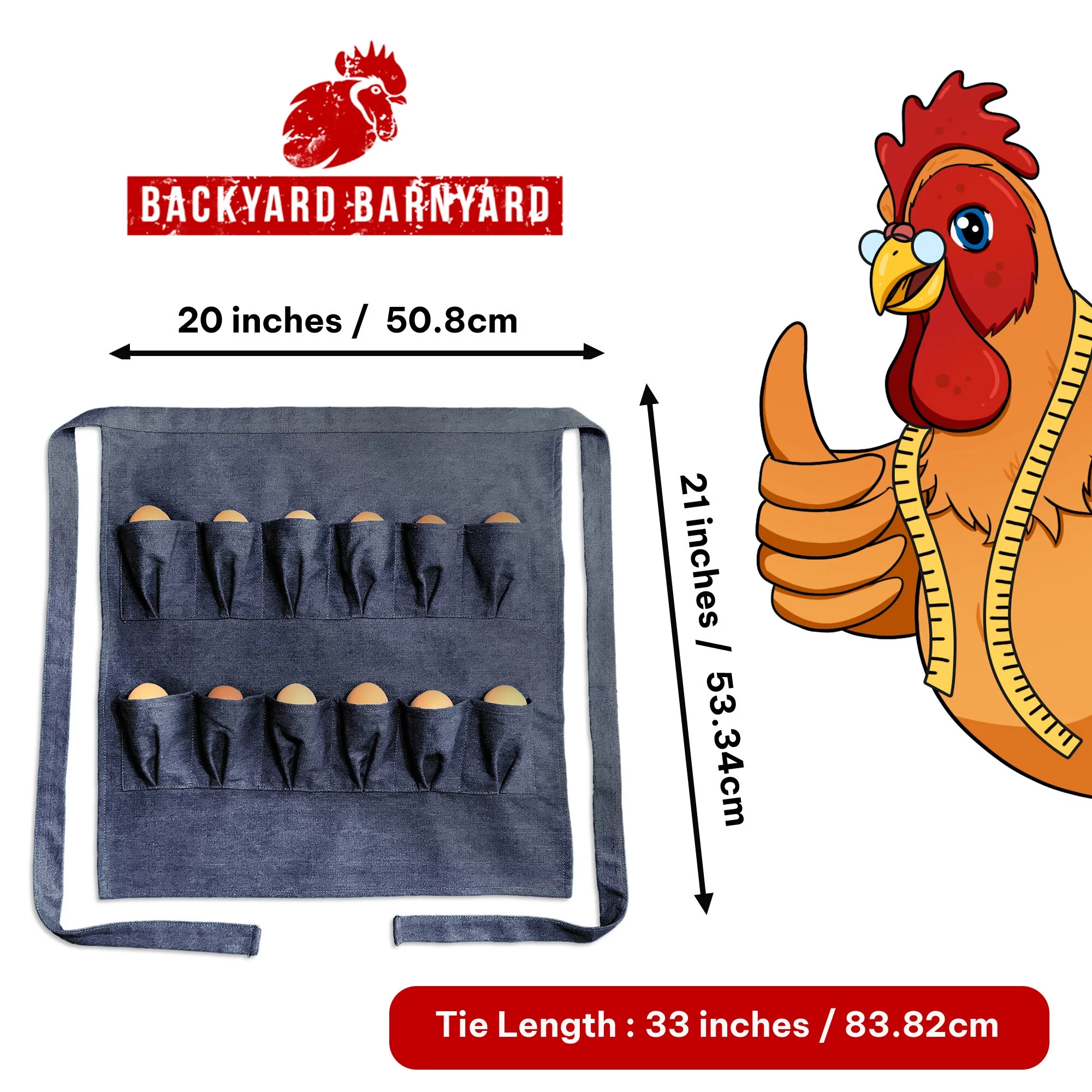 Backyard Barnyard 12 Pocket Soft Durable Denim Egg Gathering Apron FREE BURLAP GIFT BAG INCLUDED!  Collecting Chicken Duck Quail Poultry Eggs
