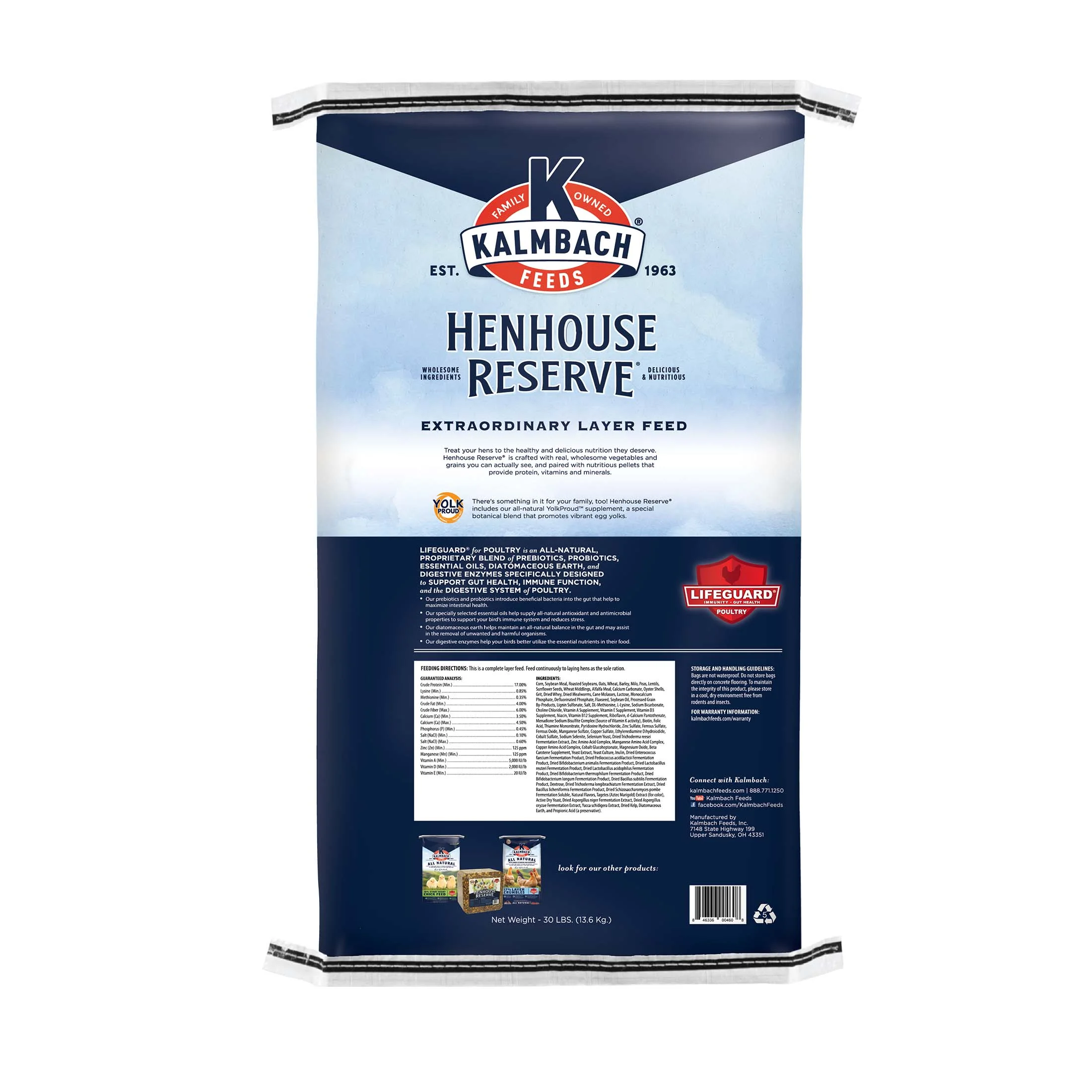 Kalmbach Feeds Henhouse Reserve - Extraordinary Whole Grain Layer Feed for Chickens, 30 lb