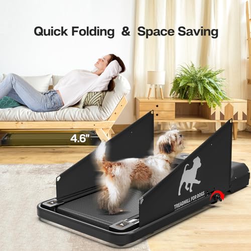 Foldable Dog Treadmill w/Remote & Pre-Set Programs – 220lb Capacity for Small/Medium Dogs, Indoor Pet Exercise Machine