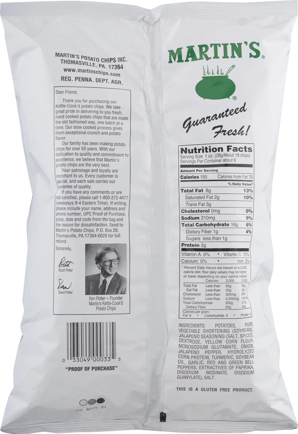 Martin's Kettle-Cook'd Potato Chips Jalapeno- 8 Oz (3 Bags)